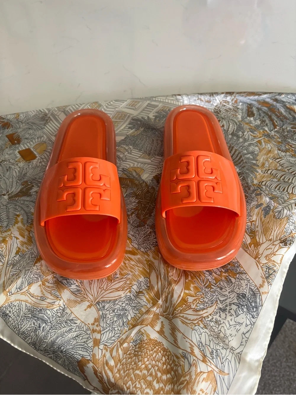 Tory Burch Coral Orange Jelly Slide Sandal